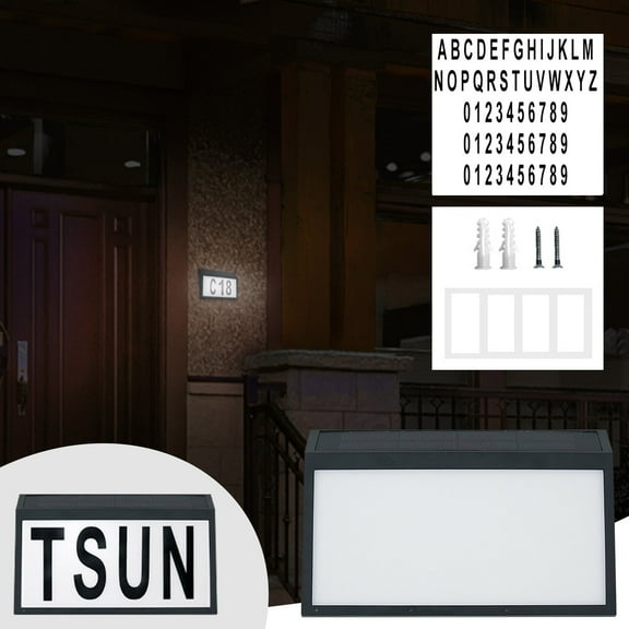 SATRINO Solar House Numbers for Outside Light up, LED Illuminated Home Number Address Sign Plaque Waterproof for Yard, Wall-Mounted- Black