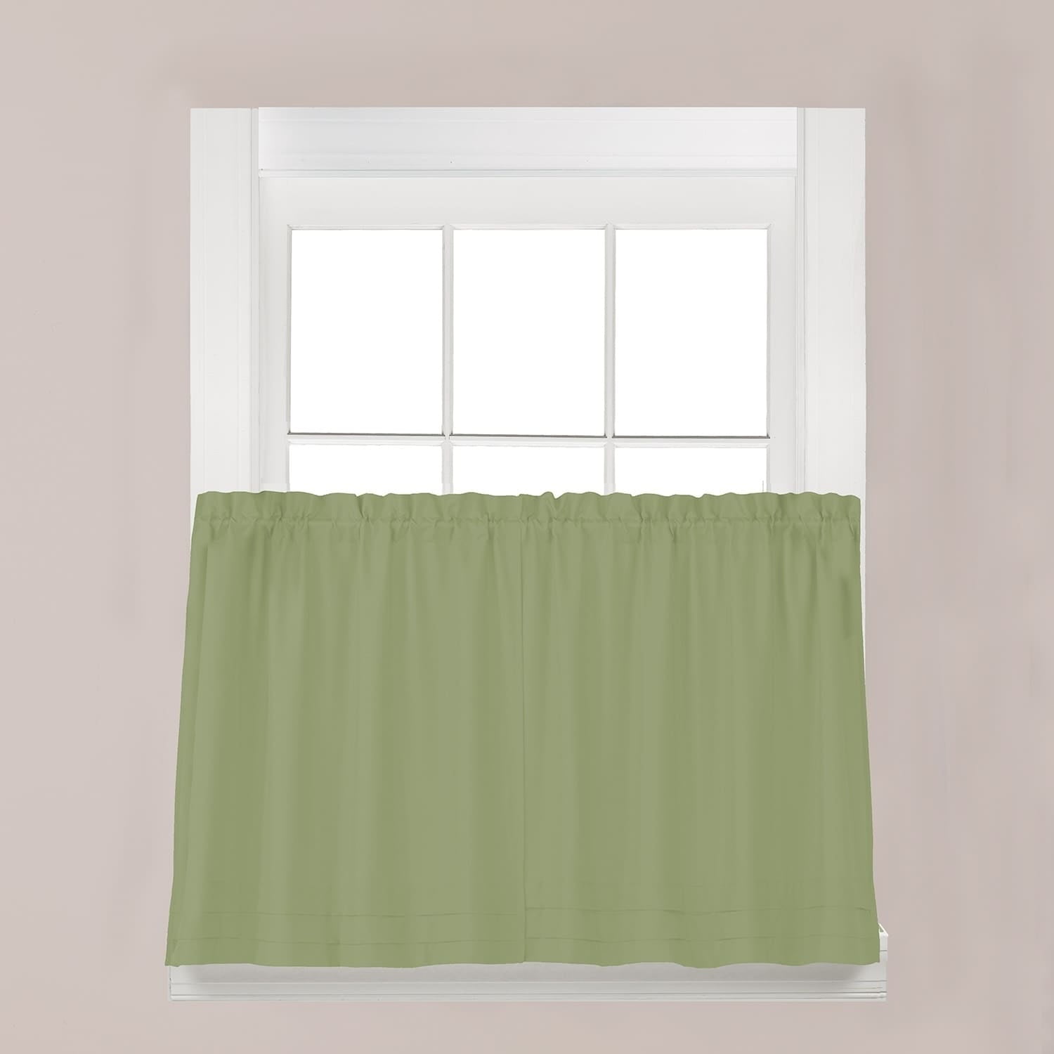 Sage Polyester Light-Filtering Rod Pocket Kitchen Tier Curtains