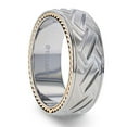 thumbnail image 1 of SATURN Woven Pattern Domed Titanium With Gold Braided Edges - 8mm, 1 of 2