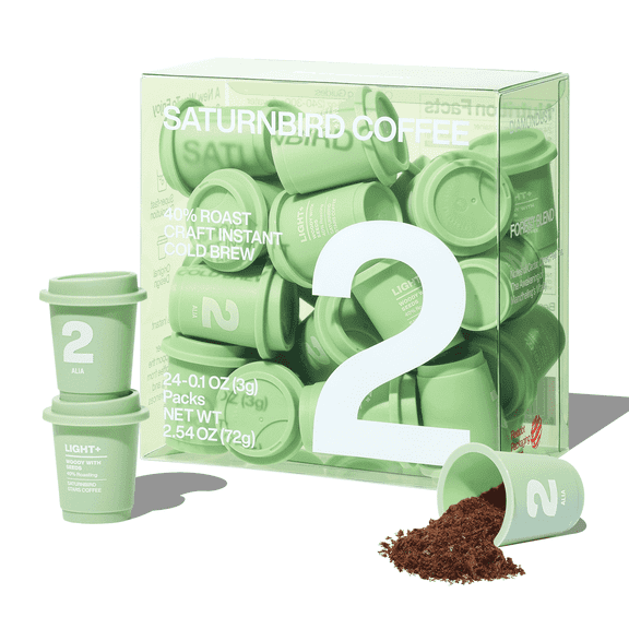 Saturnbird Specialty Instant Coffee 24 Cups, Cold Brew Freeze-Dried Coffee, 100% Arabica, Brew with Hot/Cold Water, No.2 Light-Medium Roast
