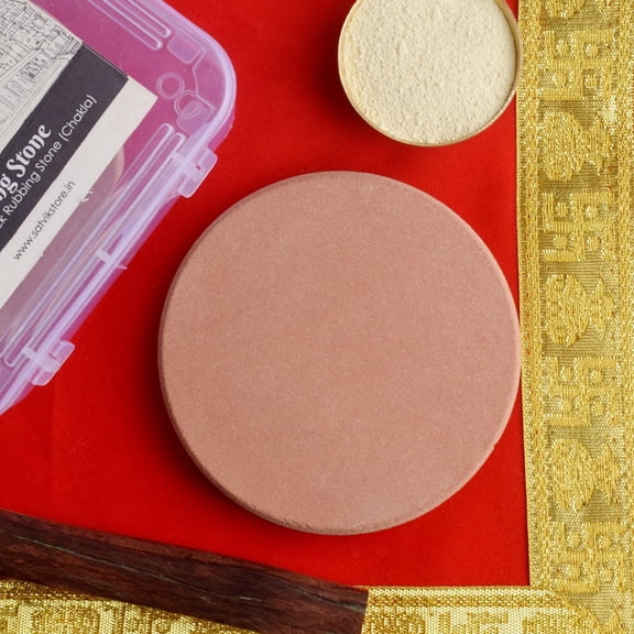 SATVIK Chandan Rubbing Stone (Chakla) - Natural Stone Grinding Plates for Sandalwood, Haldi & Pooja | Traditional Temple & Home Mandir Ritual Accessory