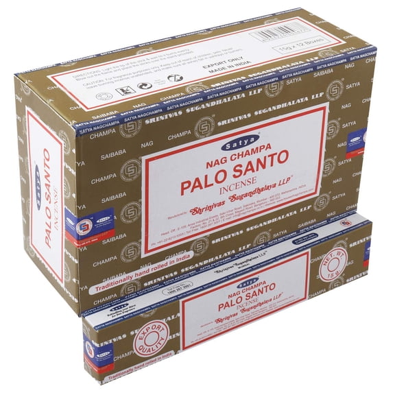 SATYA Nag Champa Palo Santo Agarbatti  Handrolled Masala Incense Sticks  12 Packs of 15 Grams Each in a Box  Export Quality Product