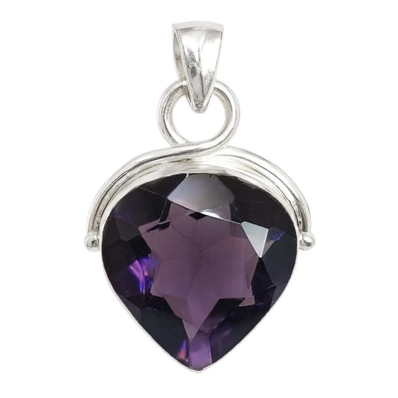 SATYAVIE JEWELLERY 925 Sterling Silver Amethyst Gemstone Pendant for Women | February Birthstone | Handmade Heart Shape | Statement Necklace | Birthday, Anniversary Jewelry Gift for Women