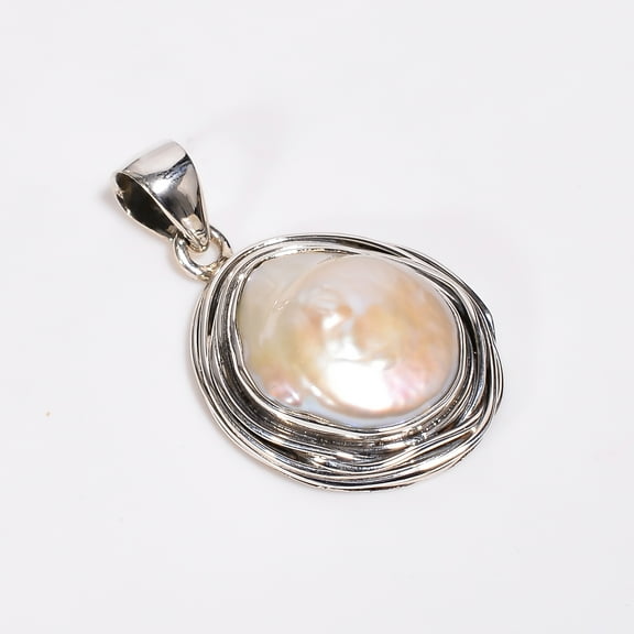 SATYAVIE JEWELLERY 925 Sterling Silver Baroque Pearl Peandant for Women Handmade Pendant