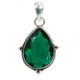 thumbnail image 1 of SATYAVIE JEWELLERY 925 Sterling Silver Chrome Quartz Pendant for Her – Silver Oxidized Finish Vintage handamde Jewelry – Pear Cut Green Gemstone Jewelry, 1 of 5