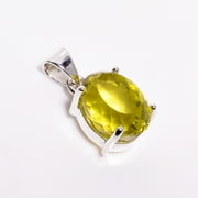 SATYAVIE JEWELLERY 925 Sterling Silver Pendant, Oval Cut Lemon Quart Gemstone Handmade Jewelry