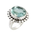 thumbnail image 1 of SATYAVIE JEWELLERY 925 Sterling Silver Ring For Womens Green Amethyst Ring Sterling Silver Statement Ring Bezel Set Gemstone Ring Size US 8.5, 1 of 6