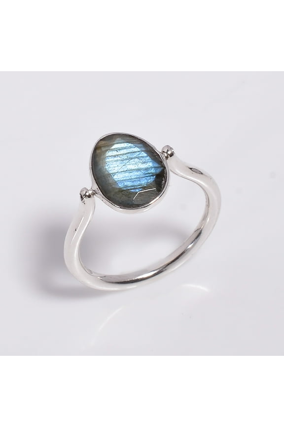 925 Sterling Silver Rings, Handamde Silver Double Sided Ring, Reversible Flip Ring, Labradorite Gemstone Ring