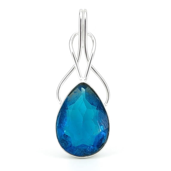 SATYAVIE JEWELLERY 925 Sterling Silver Swiss Blue Topaz Pendant – Teardrop Shape Silver Finish December Birthstone Luxury Jewelry Gift for Her
