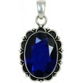 thumbnail image 1 of SATYAVIE JEWELLERY Blue Sapphire Pendant 925 Sterling Silver Antique Finish Oval Faceted Gemstone September Birthstone Jewelry for Women, 1 of 5