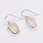 SATYAVIE JEWELLERY Dangling Earrings 925 Sterling Silver Earrings for Women Natural Raw Crystal Gemstone Earrings