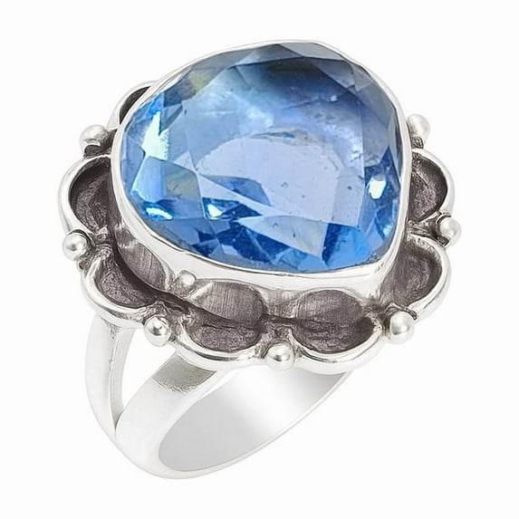 SATYAVIE JEWELLERY Fine Sterling Silver Ring For Womens Tanzanite Ring Sterling Silver Boho Ring December Birthstone Heart Gemstone Ring Size US 4.5