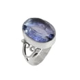 thumbnail image 1 of SATYAVIE JEWELLERY Handmade Silver Iolite Ring, 925 Sterling Silver Rings, Oval-Cut Gemstone Oxidised Jewelry, Vintage Ring Gift for Women, 1 of 6