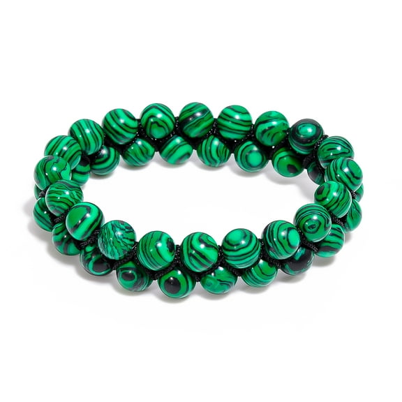 SATYAVIE JEWELLERY Malachite 8 MM Round Beads Bracelet Adjustable Bracelet for Men and Women