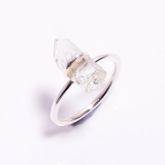 SATYAVIE JEWELLERY Natural Crystal Raw Gemstone Ring, Handmade 925 Sterling Silver Ring, Anniversary Gifts