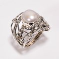 thumbnail image 1 of SATYAVIE JEWELLERY Silver Baroque Pearl Ring for Men and Women, 925 Sterling Silver Ring Size US 6.5, Midi Ring, Statement Ring, 1 of 6