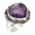 thumbnail image 1 of SATYAVIE JEWELLERY Sterling Silver 925 Ring Heart Cut Amethyst Ring for Women, Silver Oxidised Ring, Boho Vintage Ring, Sterling Silver Gemstone Ring Size US 4, 1 of 6