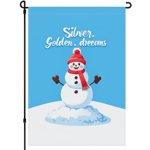 Versatile Winter Snowman Large Garden Flag for Farmhouse Home Garden Christmas Garden Flag for Outdoor Snowflakes Simple Watercolor Washable Hanging Decoration 28x40 Inch