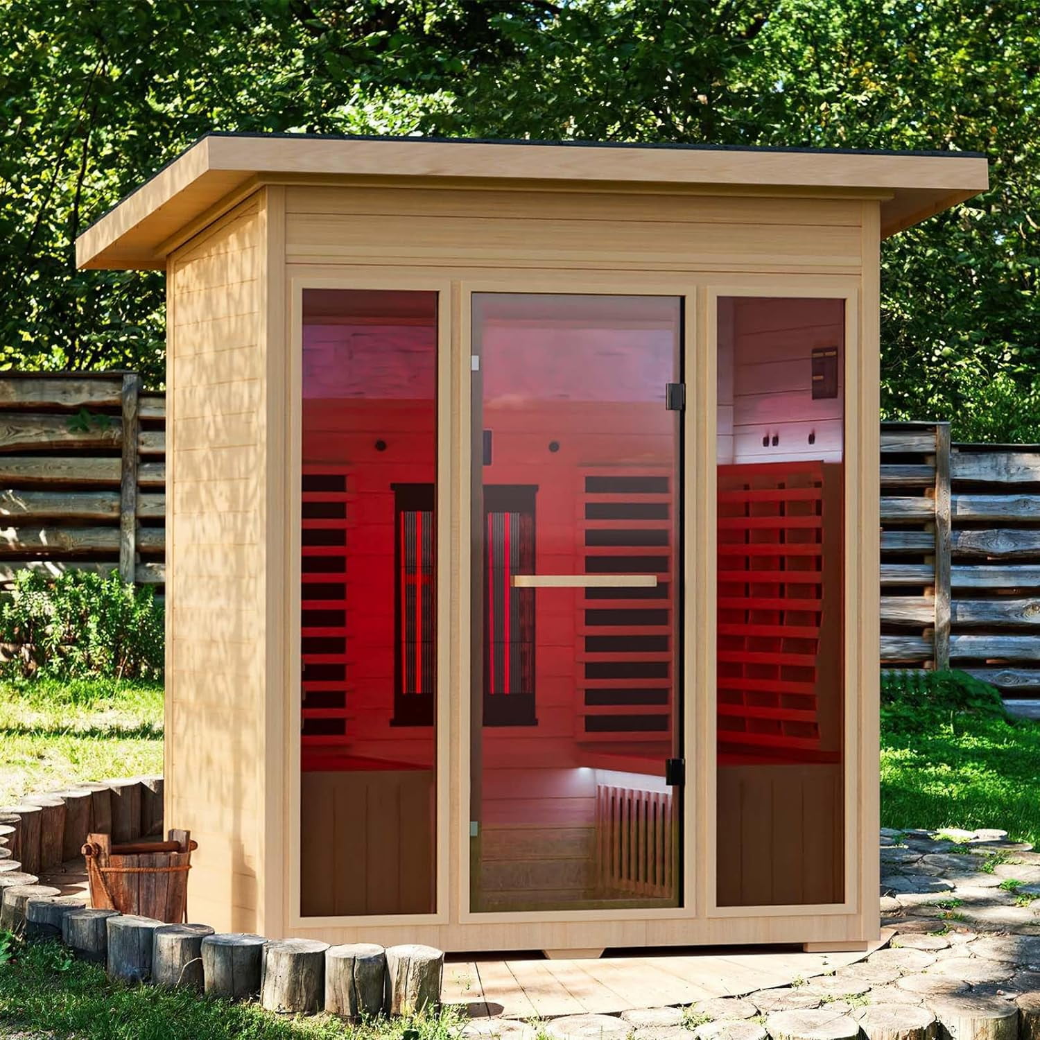 SAUNAERA Infrared Sauna, FullSpectrum Infrared Outdoor Saunas for Home Low EMF Dry Heat Sauna