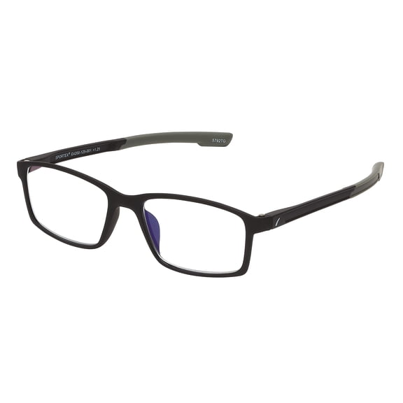 SAV Sportex Blue Light Protection Reading Glasses, Rectangle Full Rim Frame, 4200, +1.25, Gray