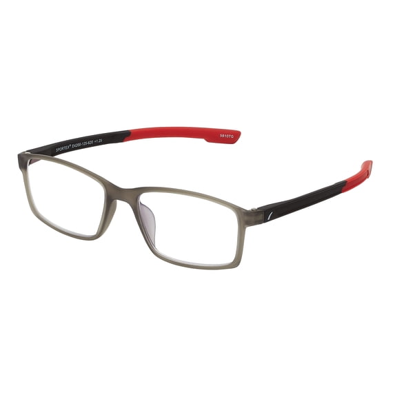 SAV Sportex Blue Light Protection Reading Glasses, Rectangle Full Rim Frame, 4200, +1.25, Sport Red