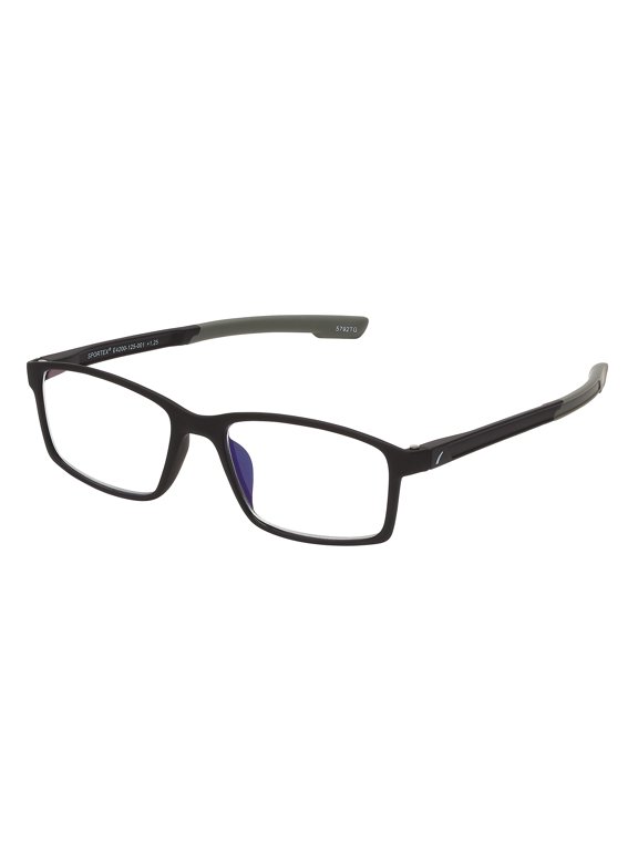 SAV Sportex Blue Light Protection Reading Glasses, Rectangle Full Rim Frame, 4200, +1.75, Gray