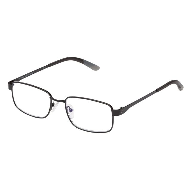 SAV Sportex Blue Light Reading Glasses, Stainless Steel Rectangle Sport Frame, AR4148, +2.00, Gray
