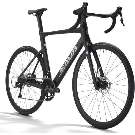 SAVADECK Carbon Disc Road Bike, Integrated Design Racing Bicycle Carbon Frame Carbon Fork with Shimano SORA R3000 Derailleur System 18 Speed Disc Brake Road Bike for Men or Women(Black, 51cm)