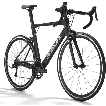 SAVADECK Carbon Road Bike, Warwinds3.0 700C Carbon Fiber Frame Carbon Fork Racing Bicycle with Shimano SORA 18 Speed Derailleur System and Double V Brake.
