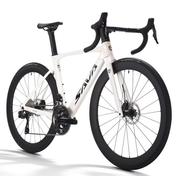 SAVADECK Road Bike for Adults, 24-Speed Carbon Fiber Racing Bicycle with Shimano Di2 Shifting, Disc Brake, Full Carbon Frame & Integrated Aero Design(51cm, White)