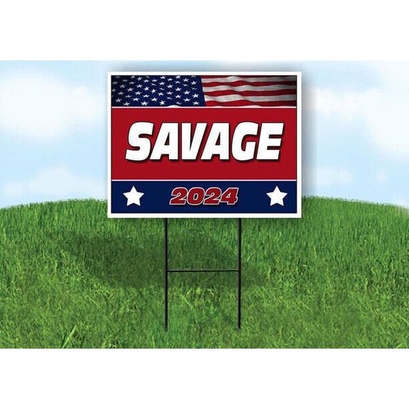 SAVAGE FLAG RED 2024 18inx24in Yard Road Sign w/ Stand