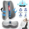 thumbnail image 1 of SAVALETOR Seat Cushion Lumbar Support Pillow Set Blue for Pressure Relief in Office Chair and Car Seat, with Memory Foam Cushion and Breathable Removable Cover, 1 of 11