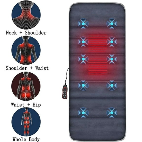 SAVALETOR Vibration Massage Mat,Full Body Massage Mat with Heat,Chair Pad with 10 Vibration Motors,Heated Massage Mattress Pad for Back,for Neck Back Leg Muscle Pain Relaxation