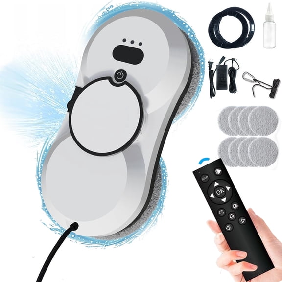 SAVALETOR Window Cleaning Robot, Automatic Window Cleaner with Water Spray for Windows/Tiles/Class Door, Inside/Outside, 5600Pa Suction Power, 3.0 Path Planning, Remote Control