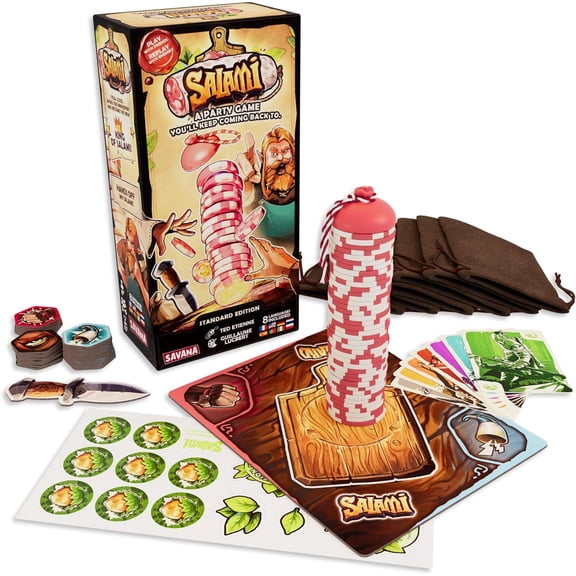 SAVANA Salami - Hilarious Bluff and Snack Party Game - Steal, Sizzle & Survive in The Tavern of Hook - 26 Players, Ages 8+, 15 Min Playtime , Family Game