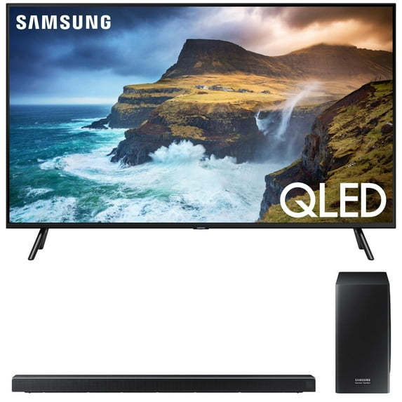 SAVE $100 on a SAMSUNG 3.1.2 Channel 330W Soundbar System with Wireless Subwoofer HW-Q70R with Purchase of SAMSUNG 85" Class 4K Ultra HD (2160P) HDR Smart QLED TV QN85Q70R