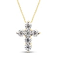 thumbnail image 1 of SAVEARTH DIAMONDS 1/2 Carat Round Cut Lab Created Moissanite Diamond Cross Pendant Necklace In 10K Solid Yellow Gold Jewelry For Women With 18" Chain (G-H Color, VVS1 Clarity, 0.50 Cttw), 1 of 7