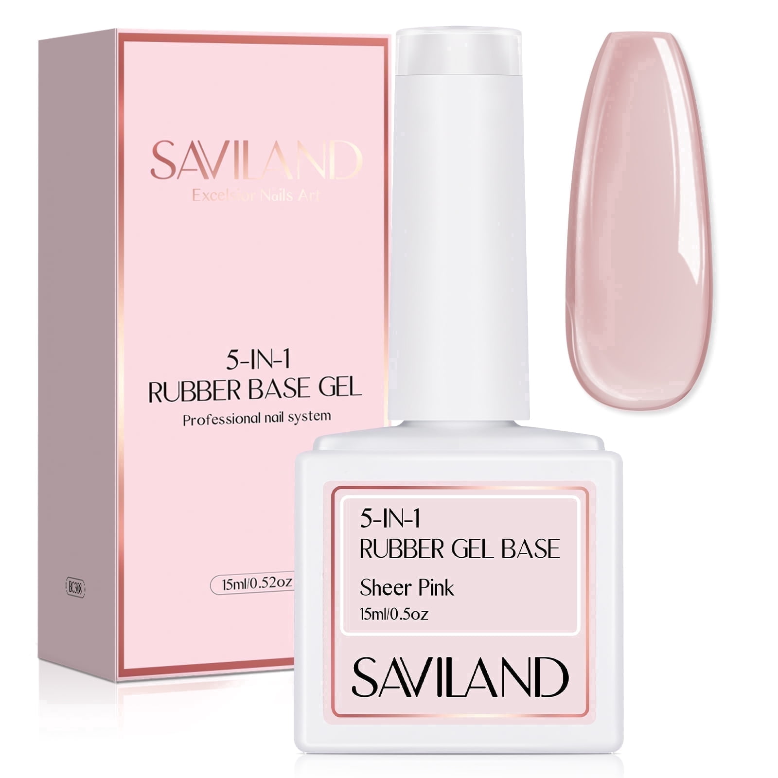 Saviland 5-In-1 Rubber Base Nail Gel - Sheer Pink, 15ml - Walmart.com