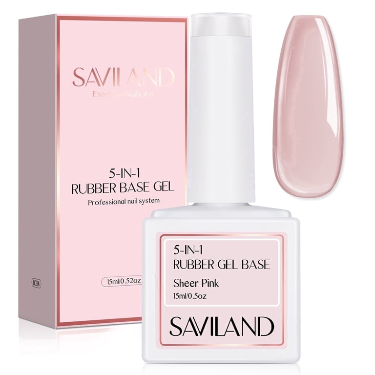 Saviland 5-In-1 Rubber Base Nail Gel - Sheer Pink, 15ml - Walmart.com