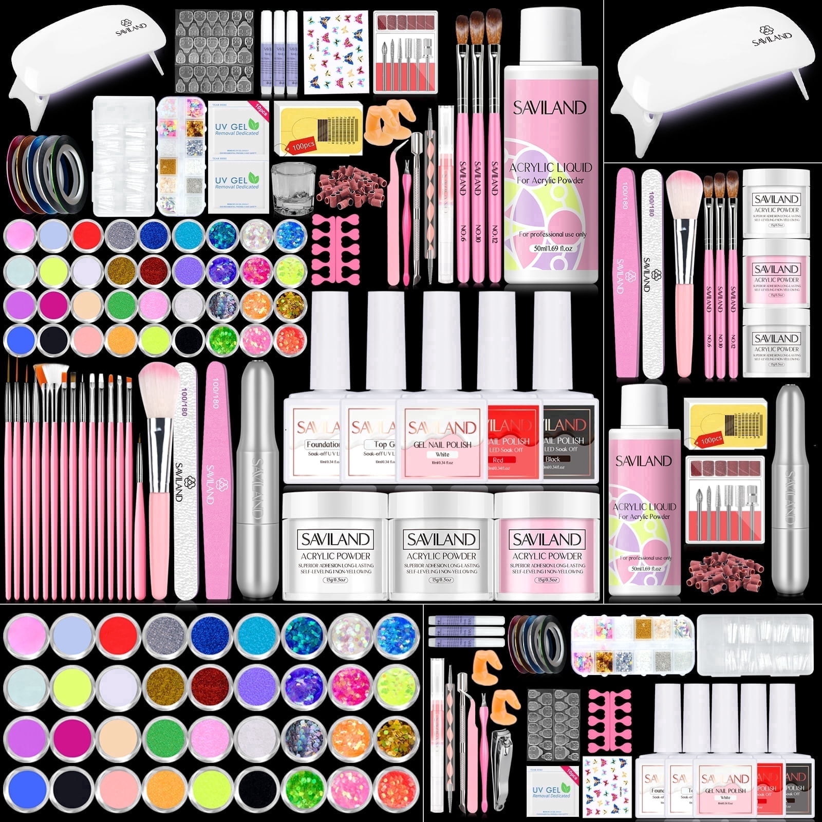Saviland Acrylic Nail Kit, Nail Drill Machine, UV Light, Acrylic