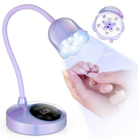 SAVILAND Advanced 8S Rapid Curing U V Nail Lamp: Smart Sensor 360 Gooseneck U V Light for Gel Nails 30W Rechargeable U V Lamp with 3 Timers & Auto Sensor for Home DIY Manicure Mermaid Purple