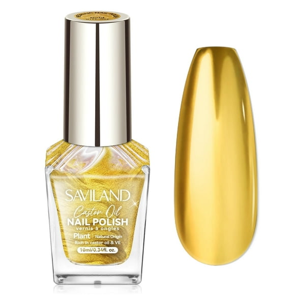 SAVILAND Gold Metallic Nail Polish: Chrome Nail Polish Air Quick Dry Nail Art Polish Bright and Shiny Fingernail Toenail Polish Bulk Nail Lacquer for Beginner