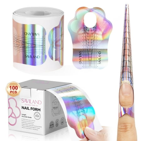 SAVILAND Long Sticky Nail Forms: Ultra-Long Length Reusable Nail Extension Form Pink Self-adhesive & Sturdy-Paper Acrylic Nail Forms for Builder Nail Gel Acrylic Nails Nail Tech