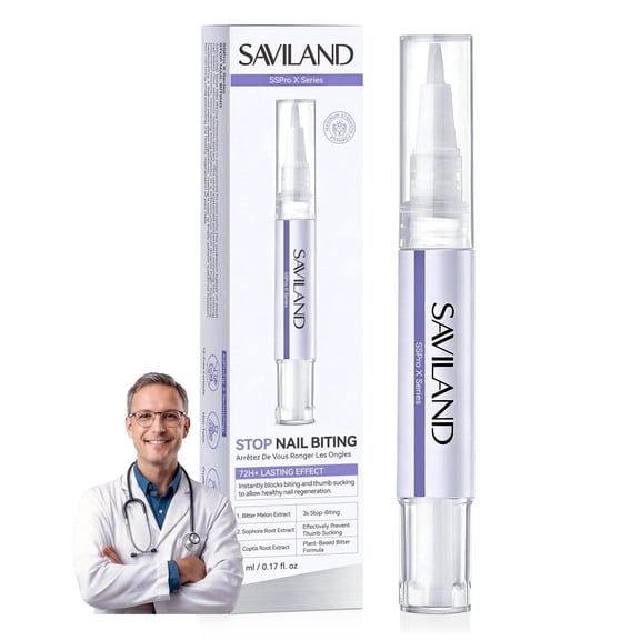 SAVILAND Nail Biting Prevention For Kids Adults Stop Bitter Polish Pen, 5ml /0.17 fl.oz, Clear