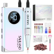 SAVILAND Nail Drill for Acrylic Nails Professional: 40000RPM Nail Drill 6000mAhm High Capacity Rechargeable Electric Nail File 13 Drill Bits for Nails Manicure Pedicure E File Sky Realm
