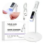 SAVILAND Portable Nail Lamp Kit - Handsfree LED U V Light With Magnetic Stand 2-Timer Modes Portable Mini Nail Dryer and Stand for Gel Nails USB Rechargeable and Wireless