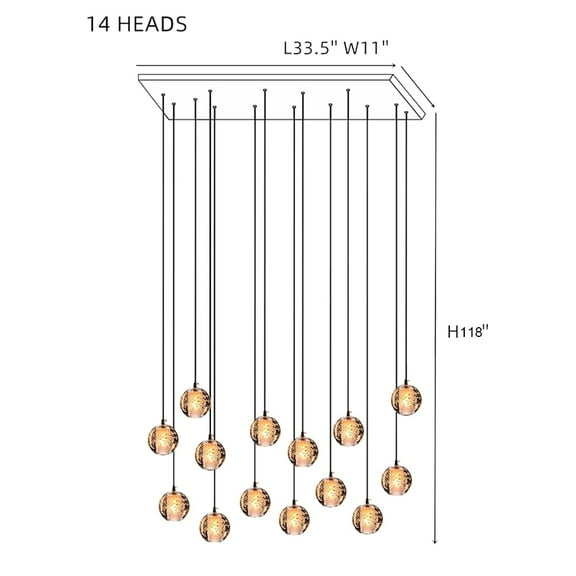 SAVINGGET Celestial Cascade Crystal Chandelier Stairwell Pandent Lighting LED Raindrop Ceiling Light Living Room Hotel Hallway Foyer Entryway (14-Light Rectangle base)