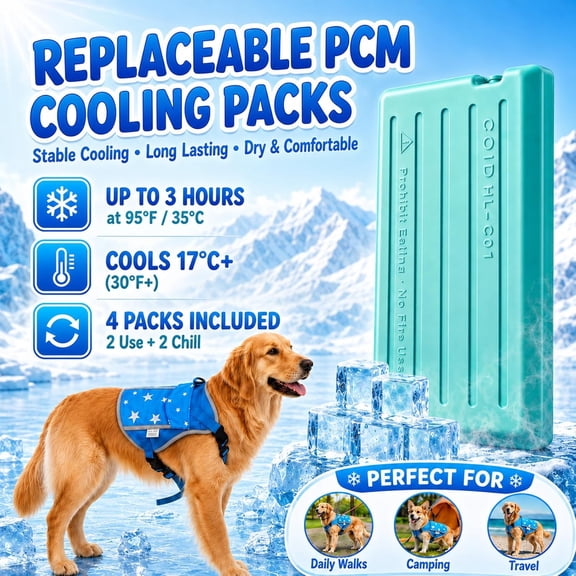 SAVIOR COOL Comfort Dog Cooling Vest for Medium Large Dogs, Soft Summer Cooling Harness with 4 Cold Source, SPF 50+ Sun Guard, Breathable Reflective Jacket for Hot Weather Safety
