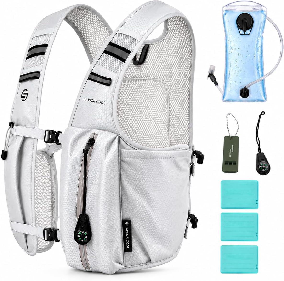Cooling Hydration Vest with 2L BPA-Free Water Bladder, Running Vest with 3 Removable Cooling Packs, Lightweight Outdoor Hydration Pack for Hot Weather, Hiking, Cycling, Training