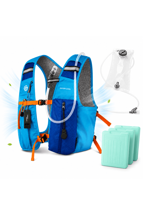 Running Hydration Vest, Cooling Hydration Backpack with 3PCS Advanced Cold Source Packs, 2L BPA‑Free Leak‑Proof Water Bag, Lightweight 690g Outdoor Cooling Pack for Hiking Running Cycling